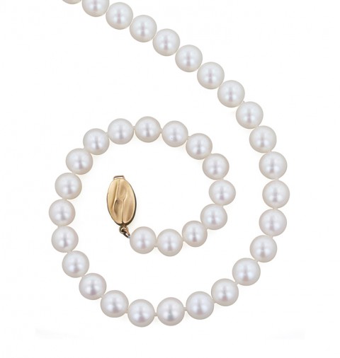 HONORA (A+7+18) 14K 7+MM White Freshwater Cultured Pearl 18 inch Necklace