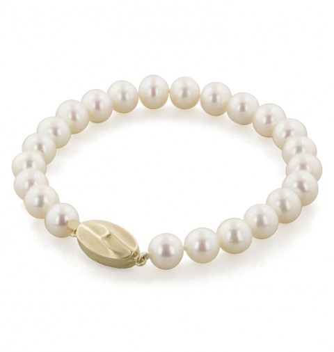 HONORA (A+7+7) 14K 7+MM White Freshwater Cultured Pearl 7 inch Bracelet