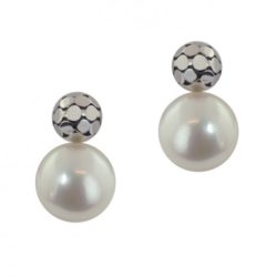 HONORA (LE5662WH) Sterling Silver 10.5-11MM White Button Freshwater Cultured Pearl Earrings