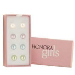 HONORA (LES5498JC) Set of 4 Sterling Silver 5.5-6MM Candy Collection Freshwater Cultured Pearl Stud Earring Box Set