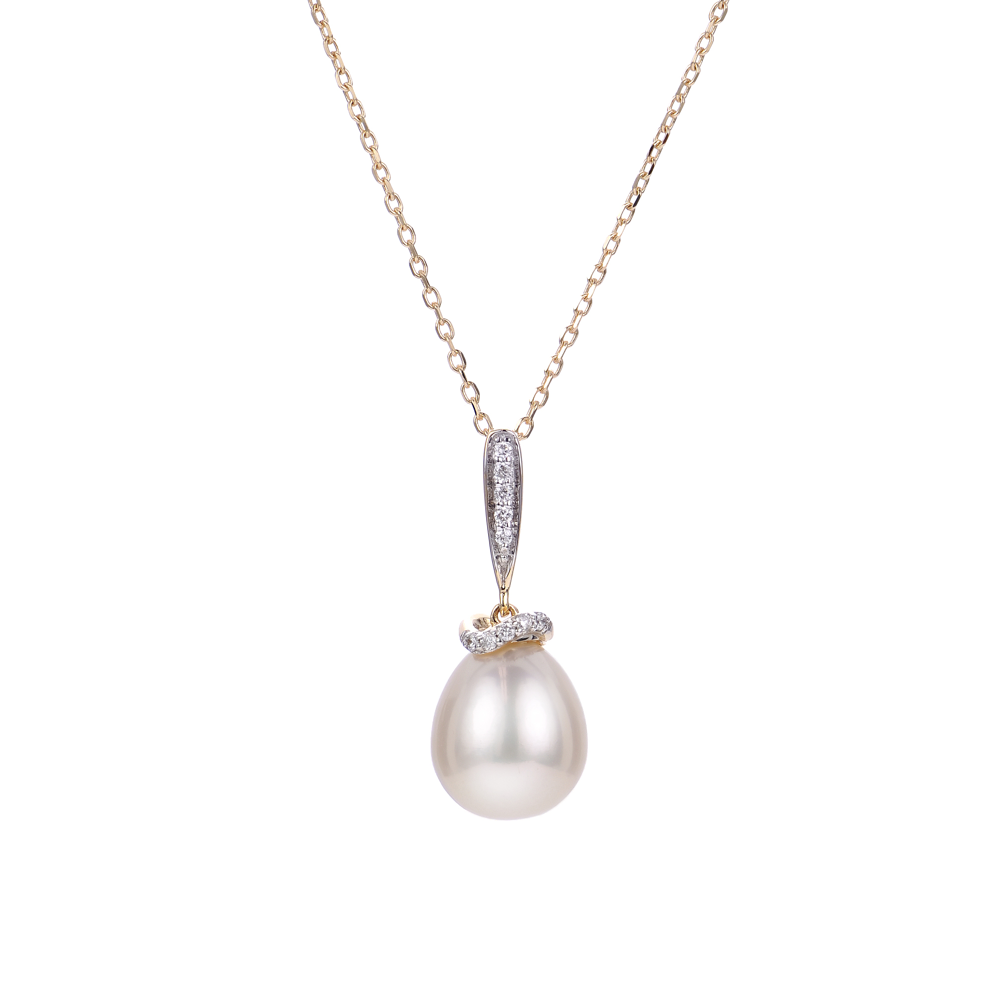 Imperial 18″ 14KY Gold Diamond Pearl Pendant Necklace | It's About Time ...