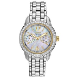 Ladies Citizen Eco Drive Crystal Two Tone Watch